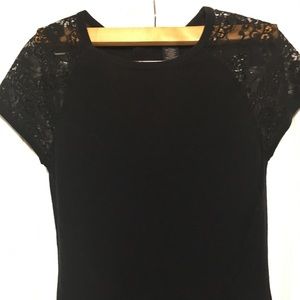 Banana Republic sweater with lace sleeve detail